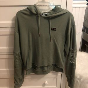 Pink cropped mesh sweatshirt